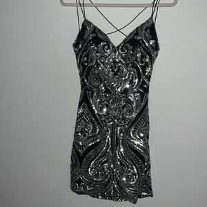 black and glitter dress